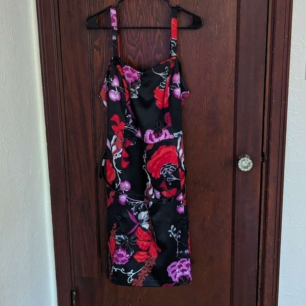 Lane Bryant Black and Red Floral Midi Dress